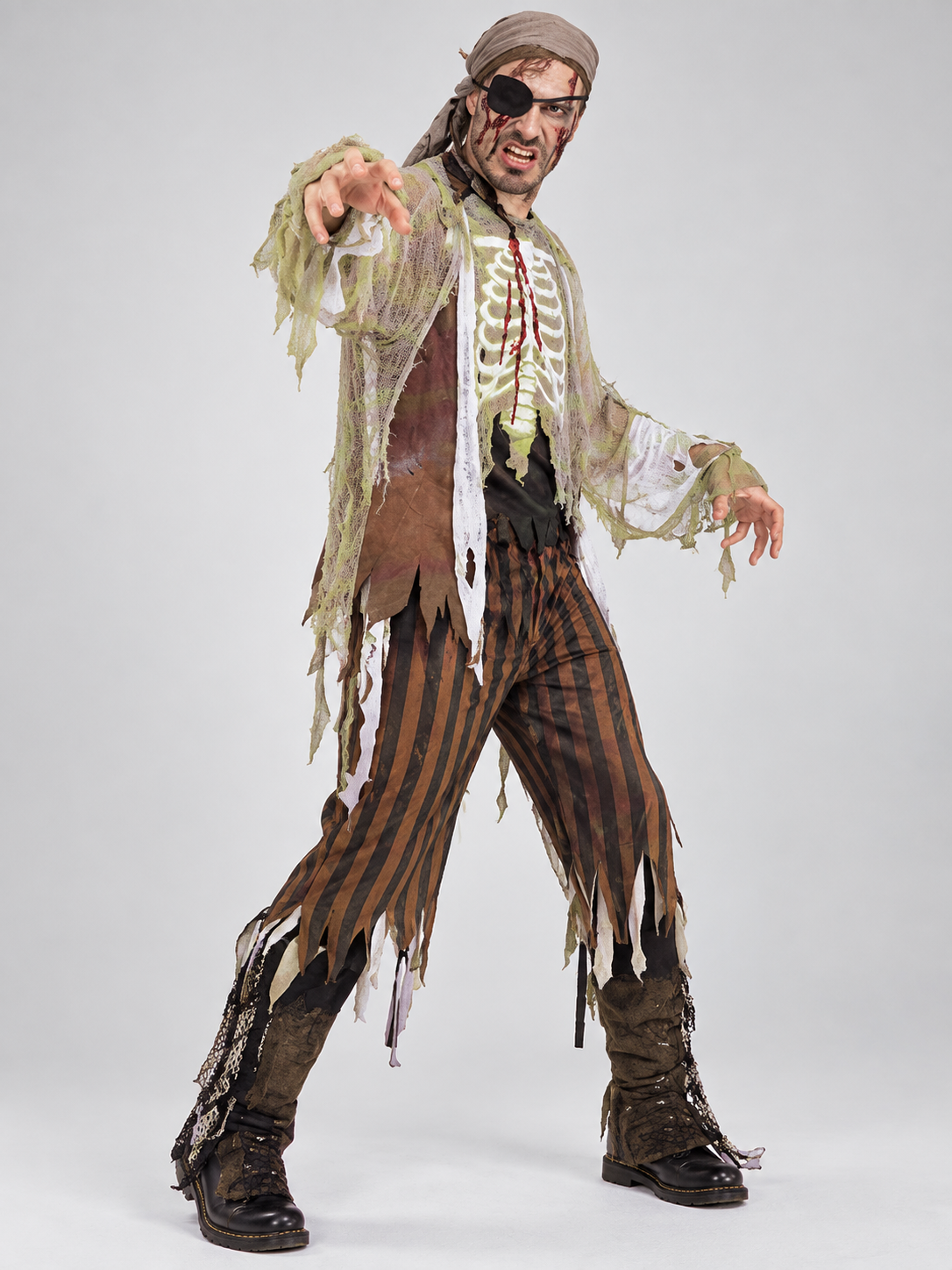 Pirate Zombie Halloween Costume with Eye Patch