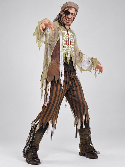 Pirate Zombie Halloween Costume with Eye Patch