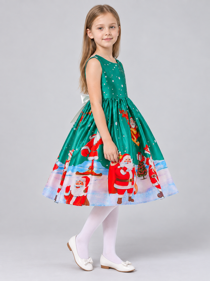 Children's Holiday Dress with Christmas Print