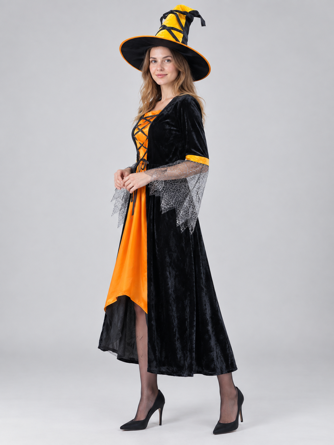 Carnival Costume: Black and Orange Dress and Hat