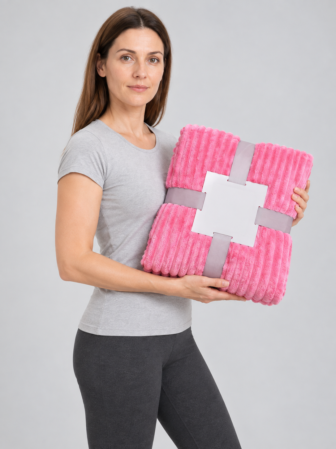 Bright Pink Soft Flannel Blanket with Raised Stripes