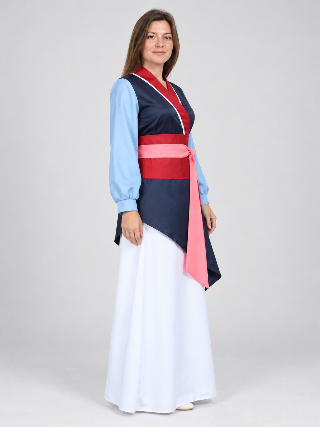 Chinese-Style Costume with Long Skirt and Wide Belt
