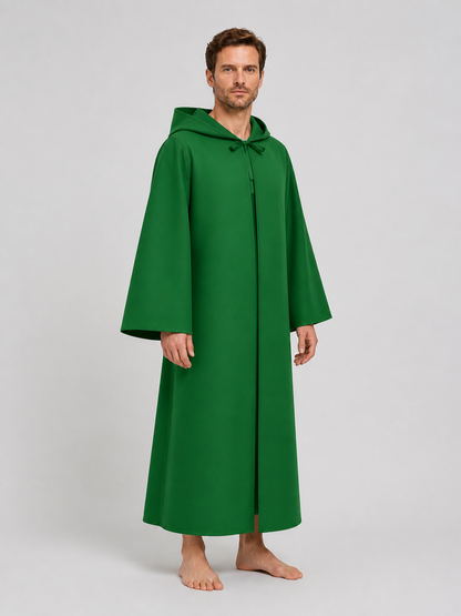 Green Long Hooded Cloak for Halloween side view