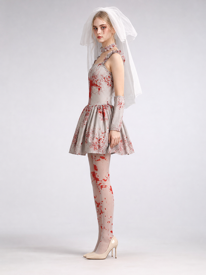 Halloween vampire costume with veil and gloves