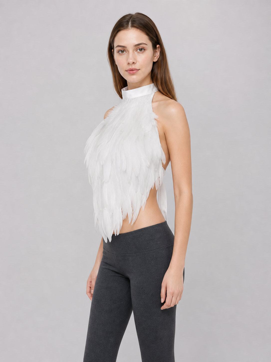 White Feather Dickey for Costumes and Performances