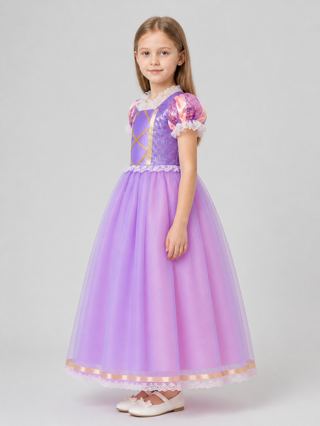 Sequin Princess Party Dress, Purple side view