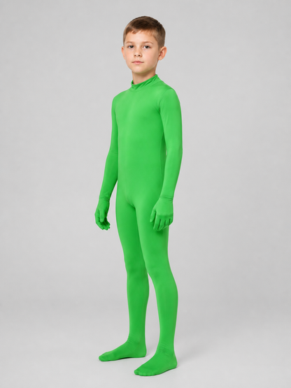 Green Alien Cosplay Jumpsuit with Hood side view