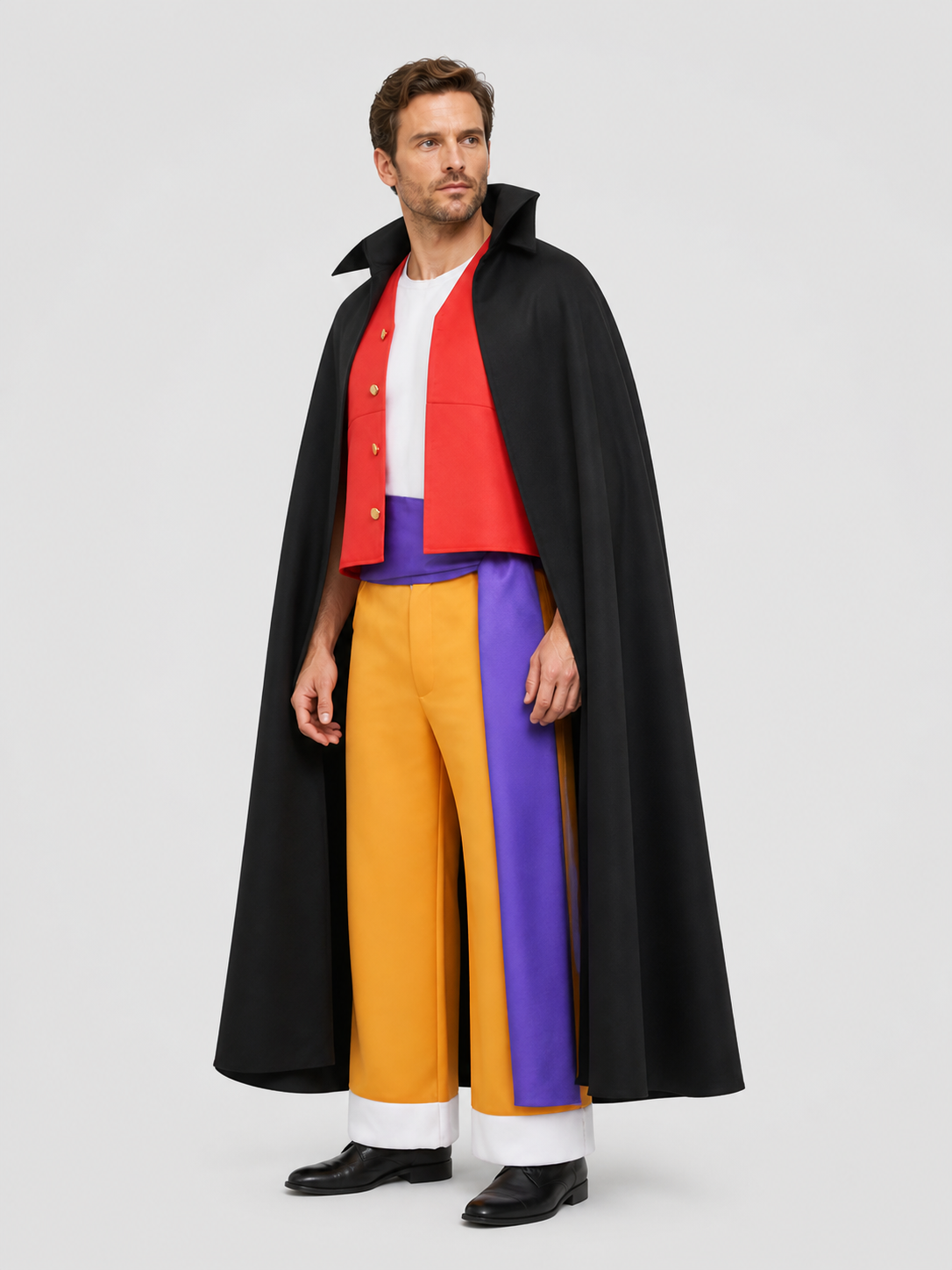 Luffy Wano Arc Cosplay Costume: Vest, Cloak, Pants side view