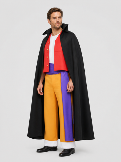 Luffy Wano Arc Cosplay Costume: Vest, Cloak, Pants side view