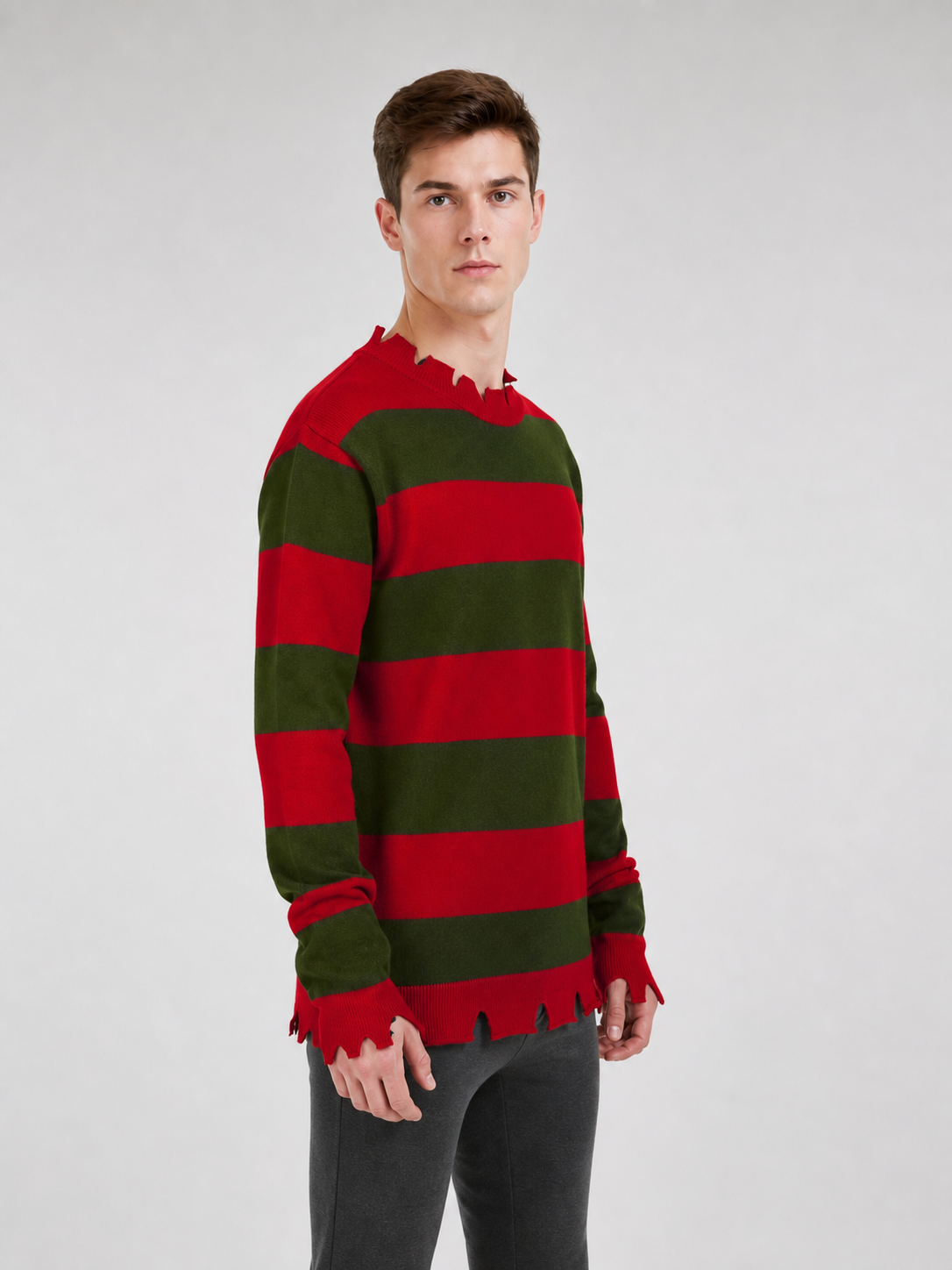 Striped Horror-Style Sweater for Costume Parties