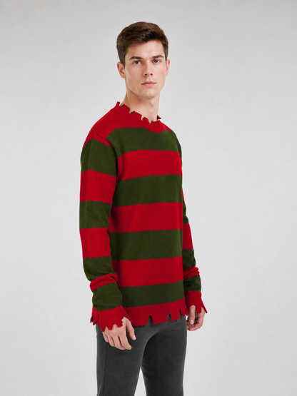 Striped Horror-Style Sweater for Costume Parties