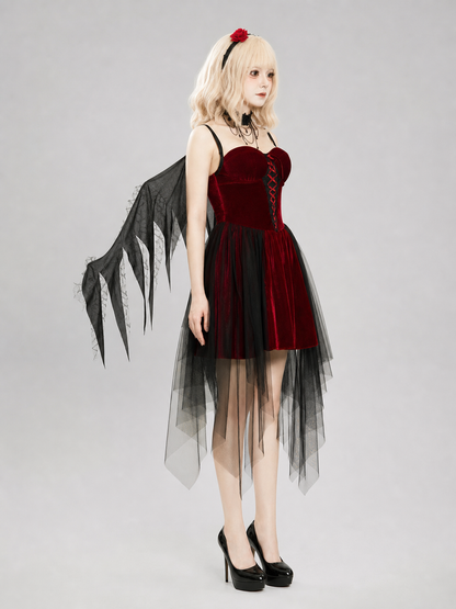 Gothic Retro Dress with Black Cape and Headband
