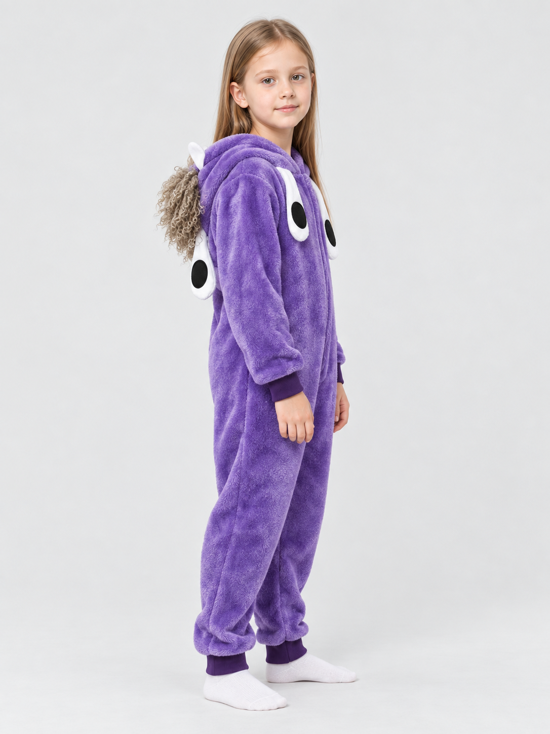 Purple Flannel Hooded Pajama Jumpsuit