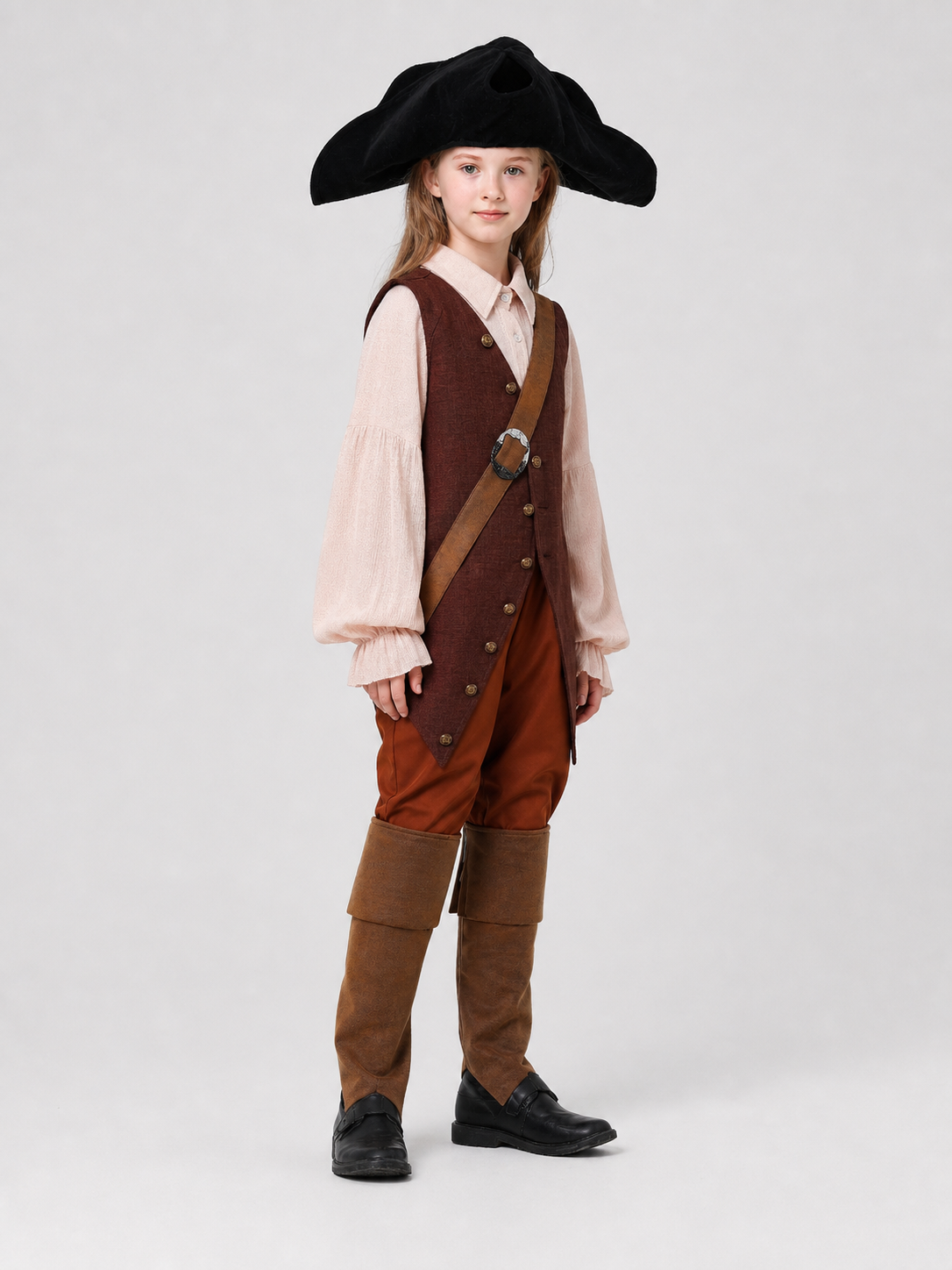 Children's Pirate Costume with Vest and Hat, S-XXL