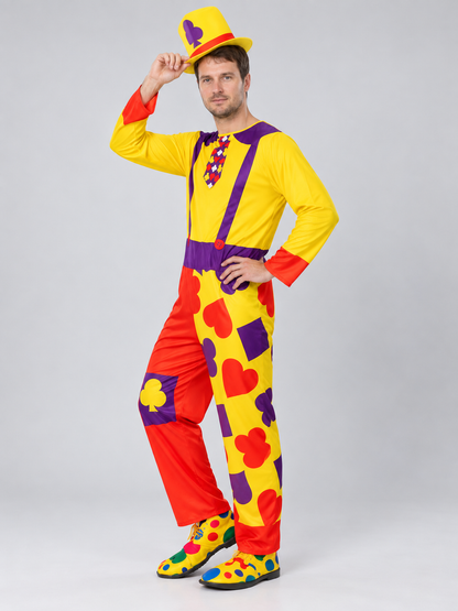 Clown Costume with Bright Pants and Yellow Hat