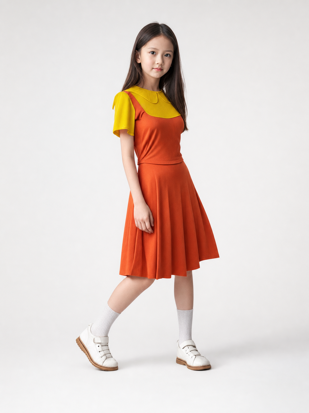 Children’s Carnival Dress with Bright Color-Block Design
