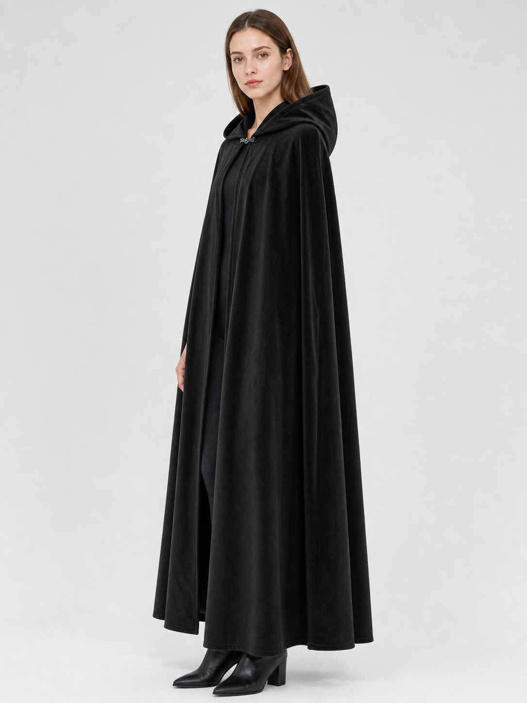 Burgundy Long Carnival Cloak with Hood
