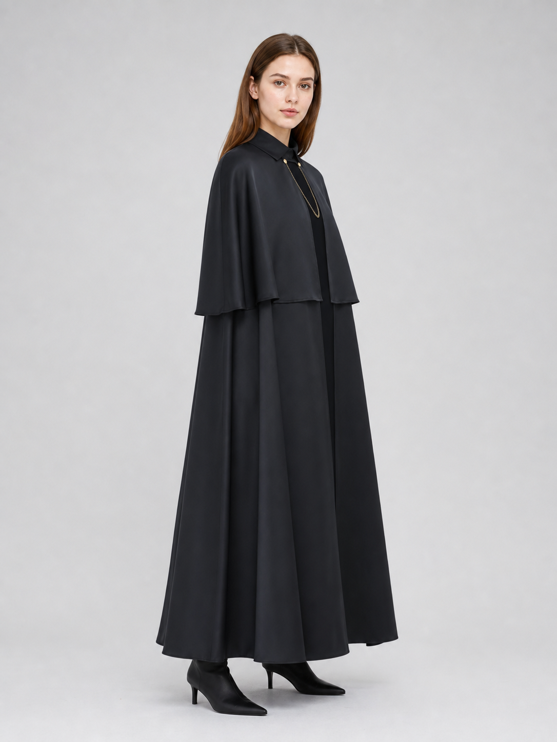 Black Gothic Cape with Chain for Cosplay
