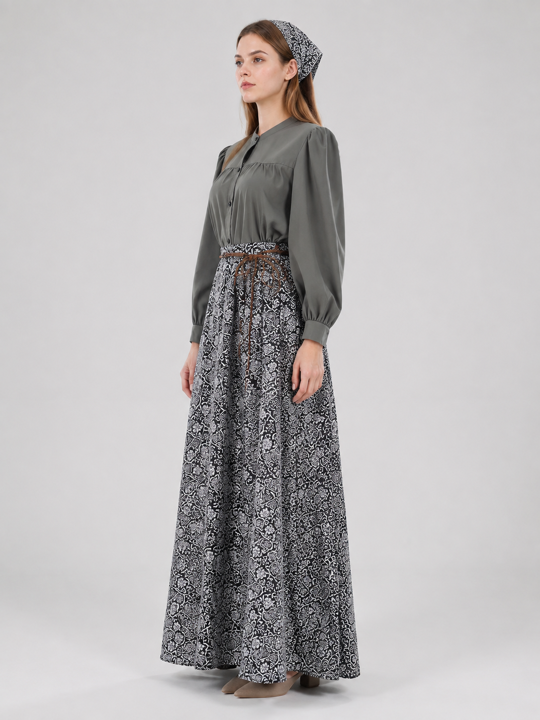 Stage Costume with Skirt, Headscarf, and Belt side view