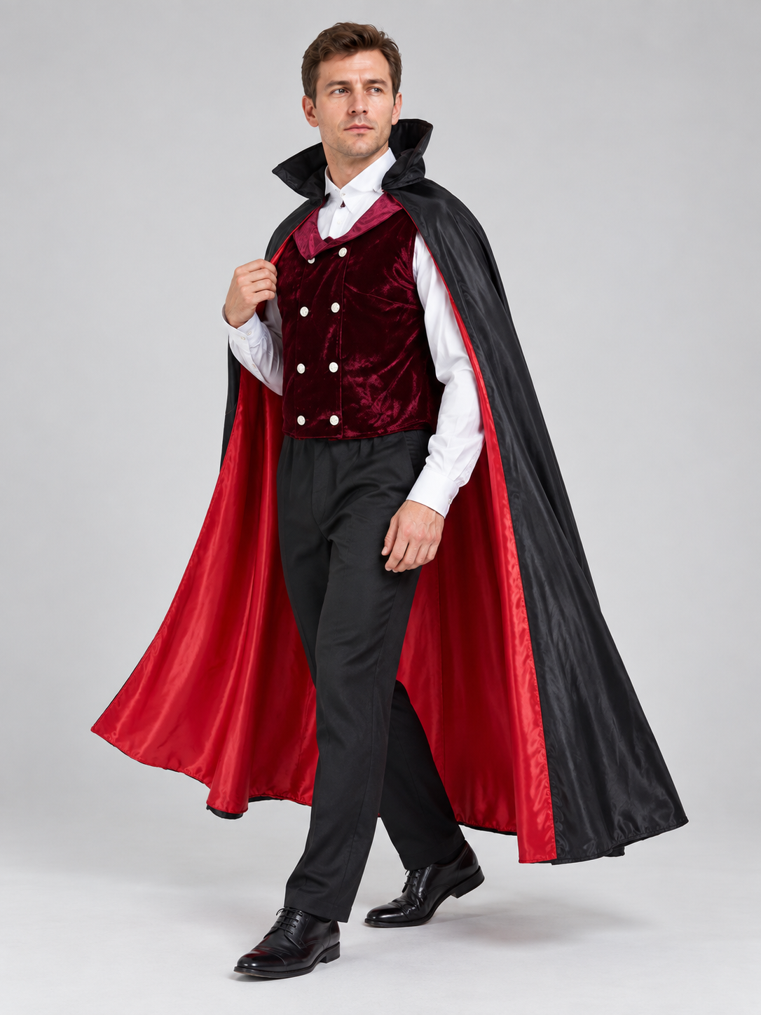 Vampire Costume: Cape, Vest, Shirt, Pants