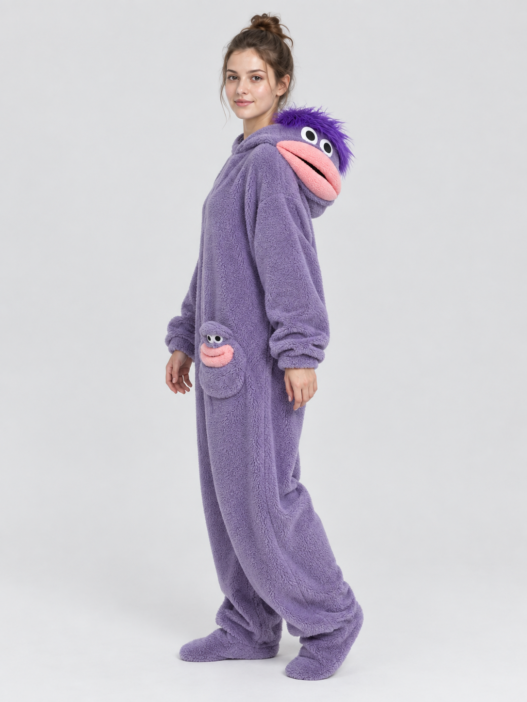 Purple Insulated Jumpsuit Pajama with a Voluminous Mouth