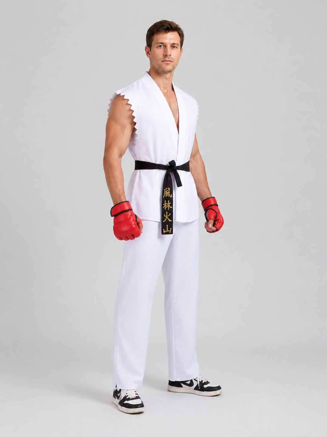 Street Fighter Fighter Cosplay Costume, Red/White side view