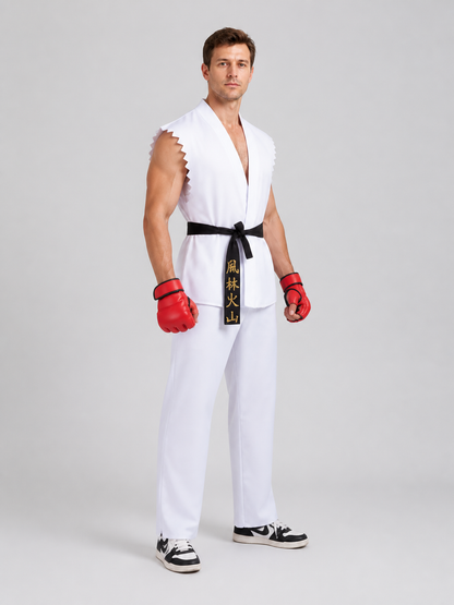 Street Fighter Fighter Cosplay Costume, Red/White side view