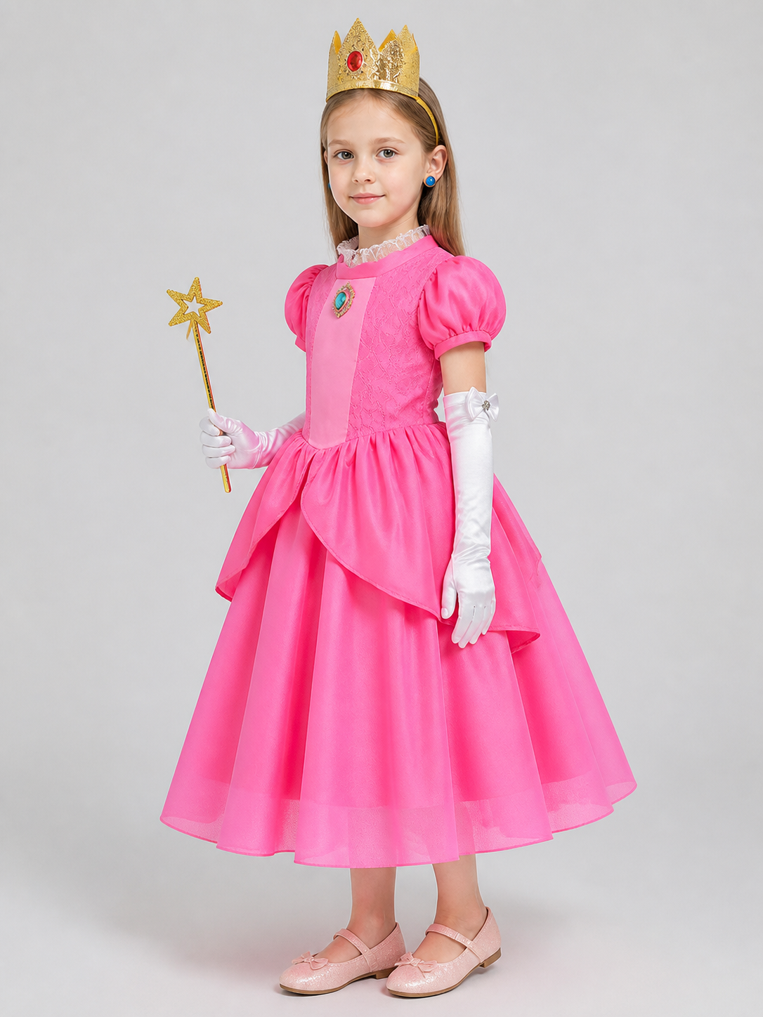 Princess Ball Gown with Crown and Magic Wand side view
