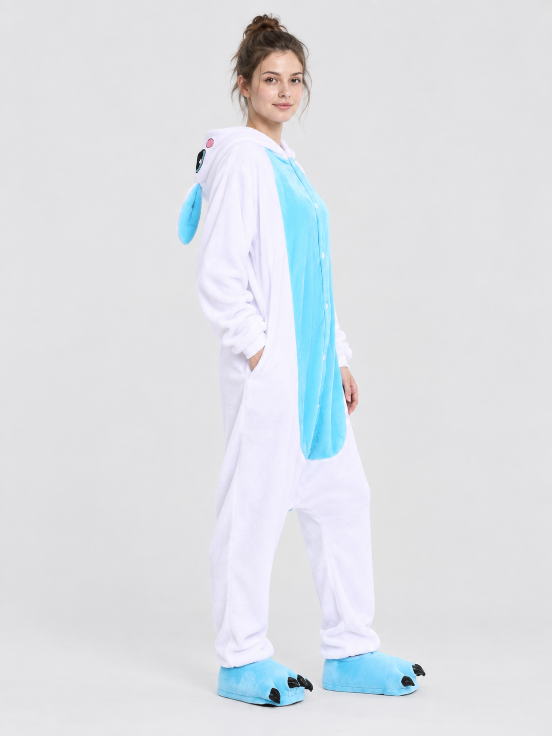 Hooded Pajama Jumpsuit with Animal Face