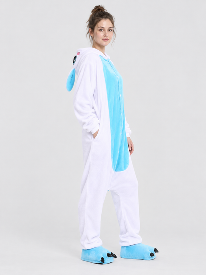 Hooded Pajama Jumpsuit with Animal Face