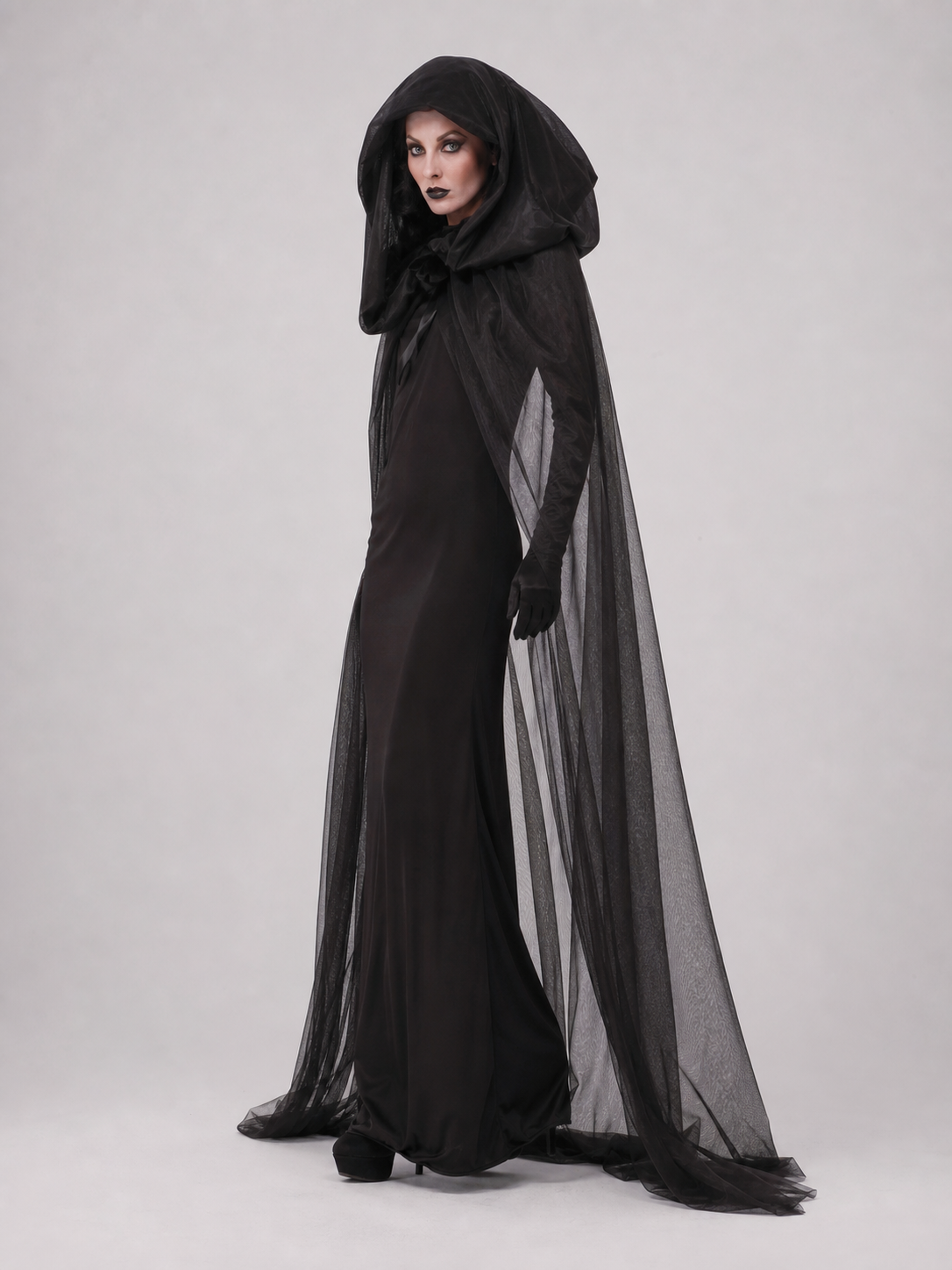 Black Gothic Cape with a Large Hood