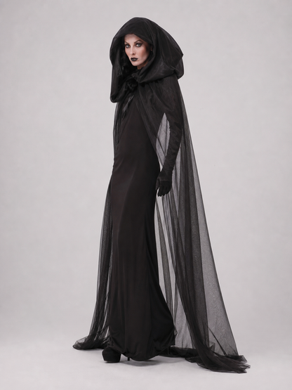 Black Gothic Cape with a Large Hood
