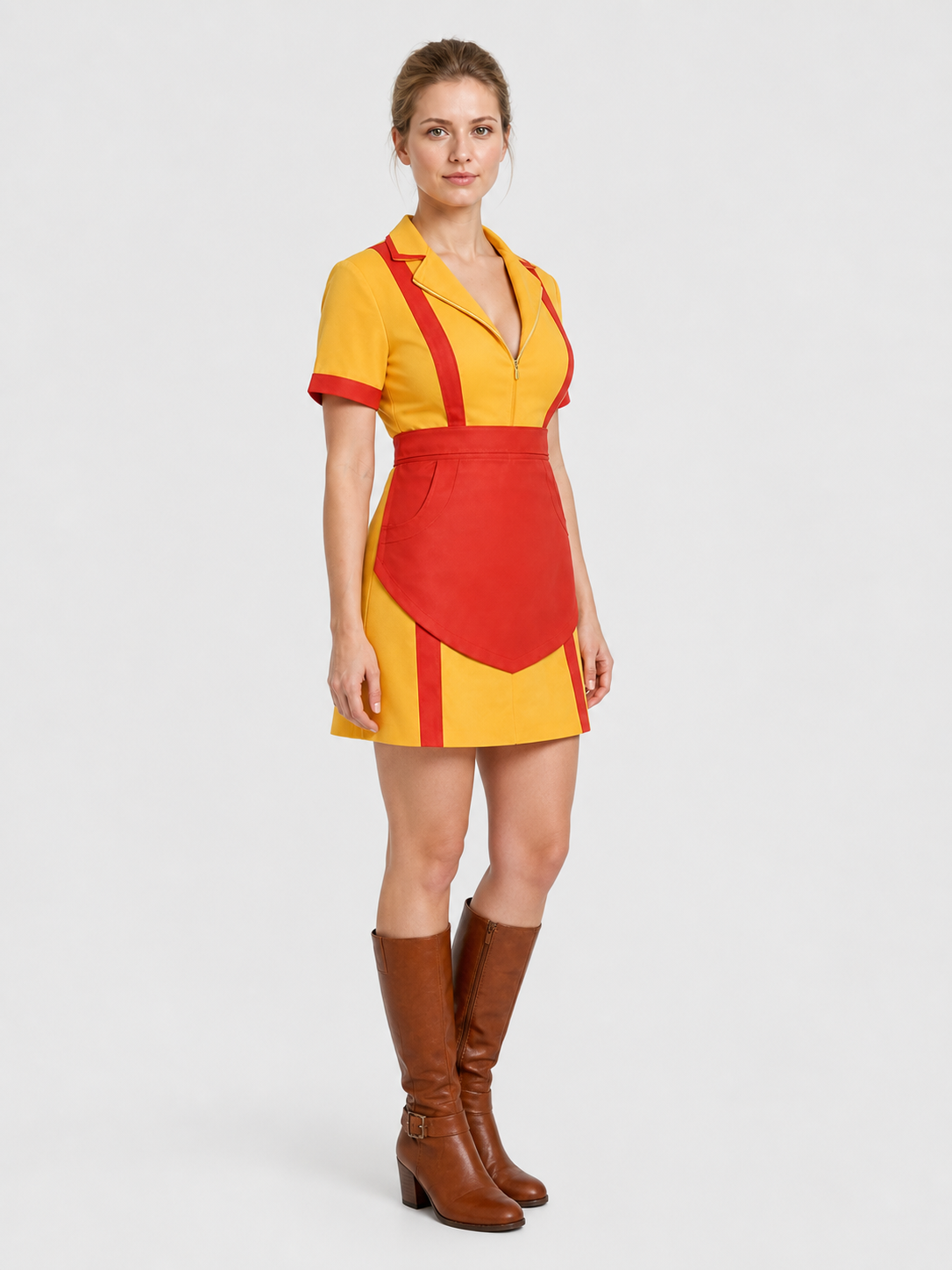 “2 Broke Girls” Cosplay Costume with Dress and Apron side view