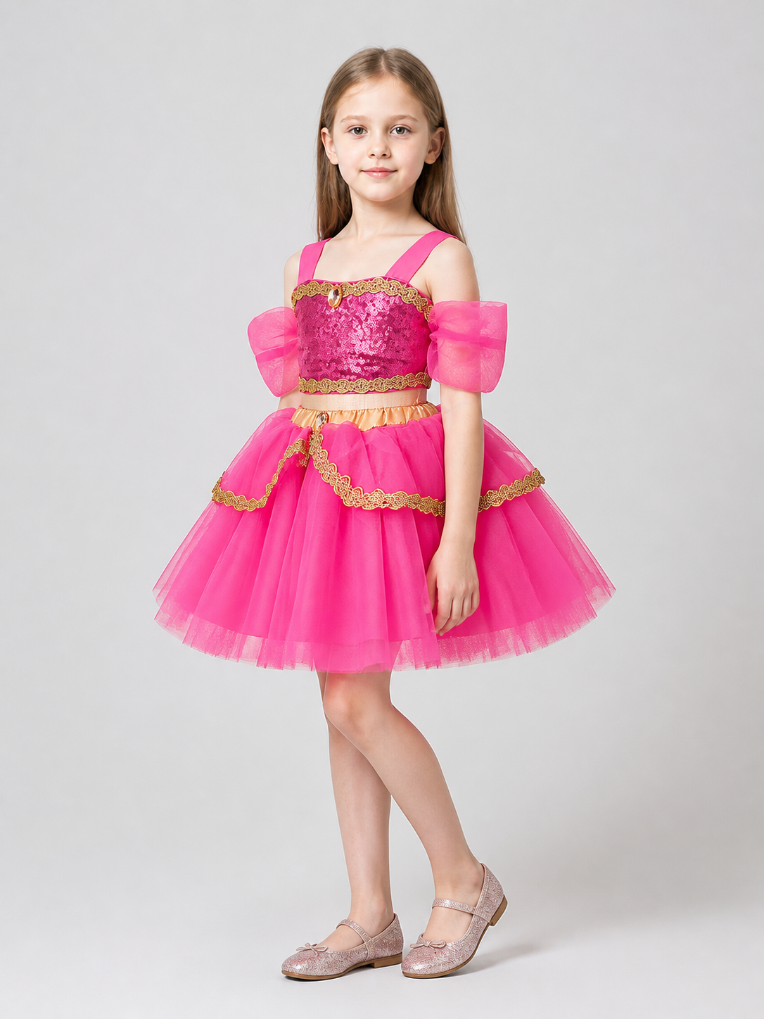 Jasmine Two-Piece Costume: Bodice, Full Skirt, and Belt side view