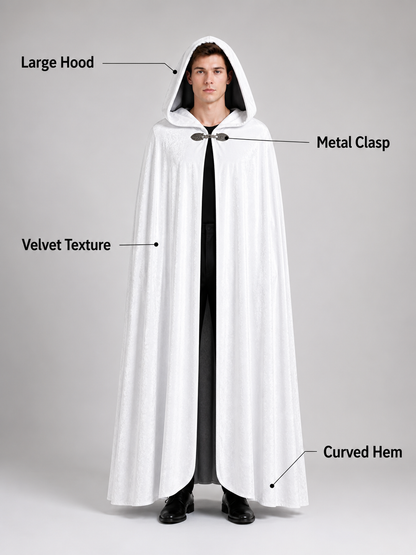 Long White Hooded Carnival Cloak