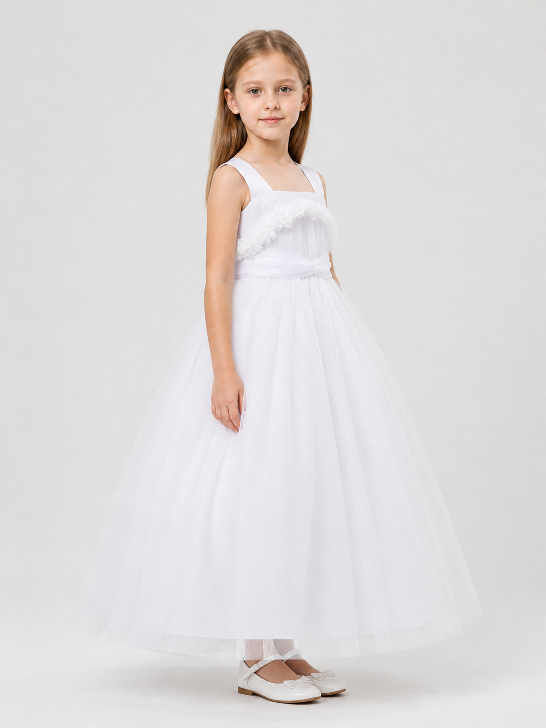 Children's Party Maxi Dress with a Full Tulle Skirt