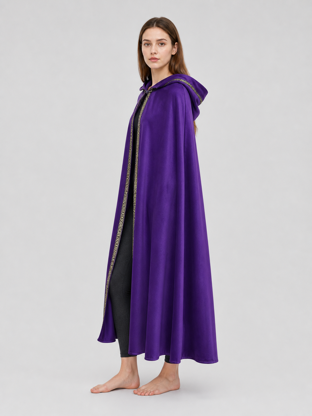Purple Hooded Velvet Costume Cape product view 38