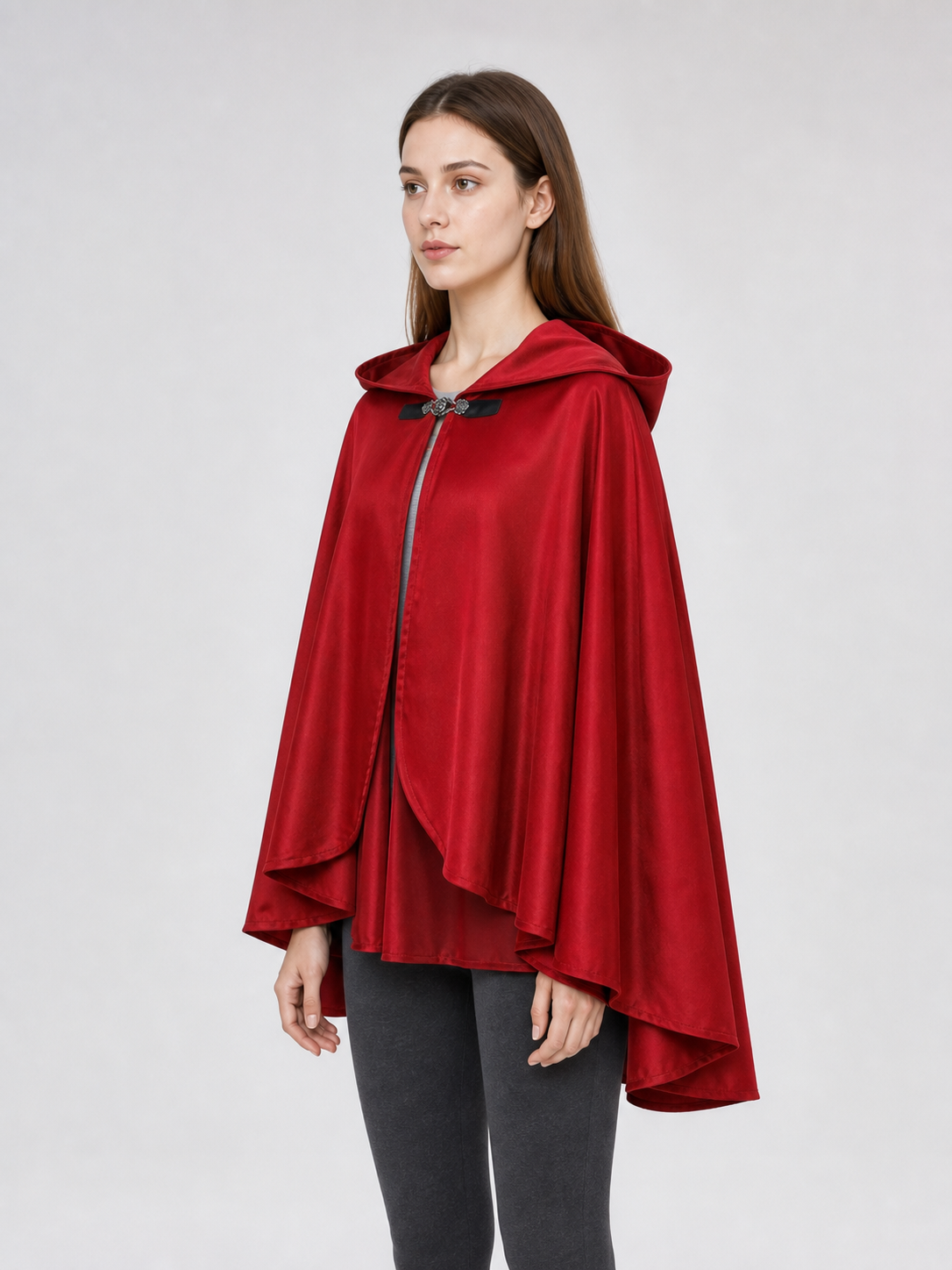 Red medieval carnival cloak with hood