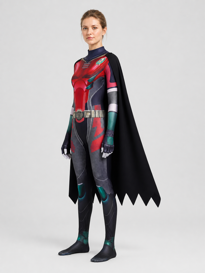 Superhero Cosplay Costume — Jumpsuit with Cape side view