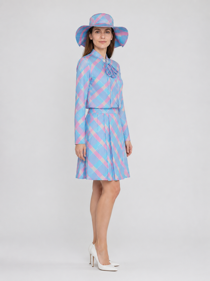 Barbie Cosplay Costume: Checkered Set with Hat side view