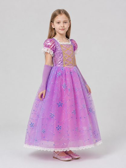 Purple Princess Carnival Dress with Sequins side view