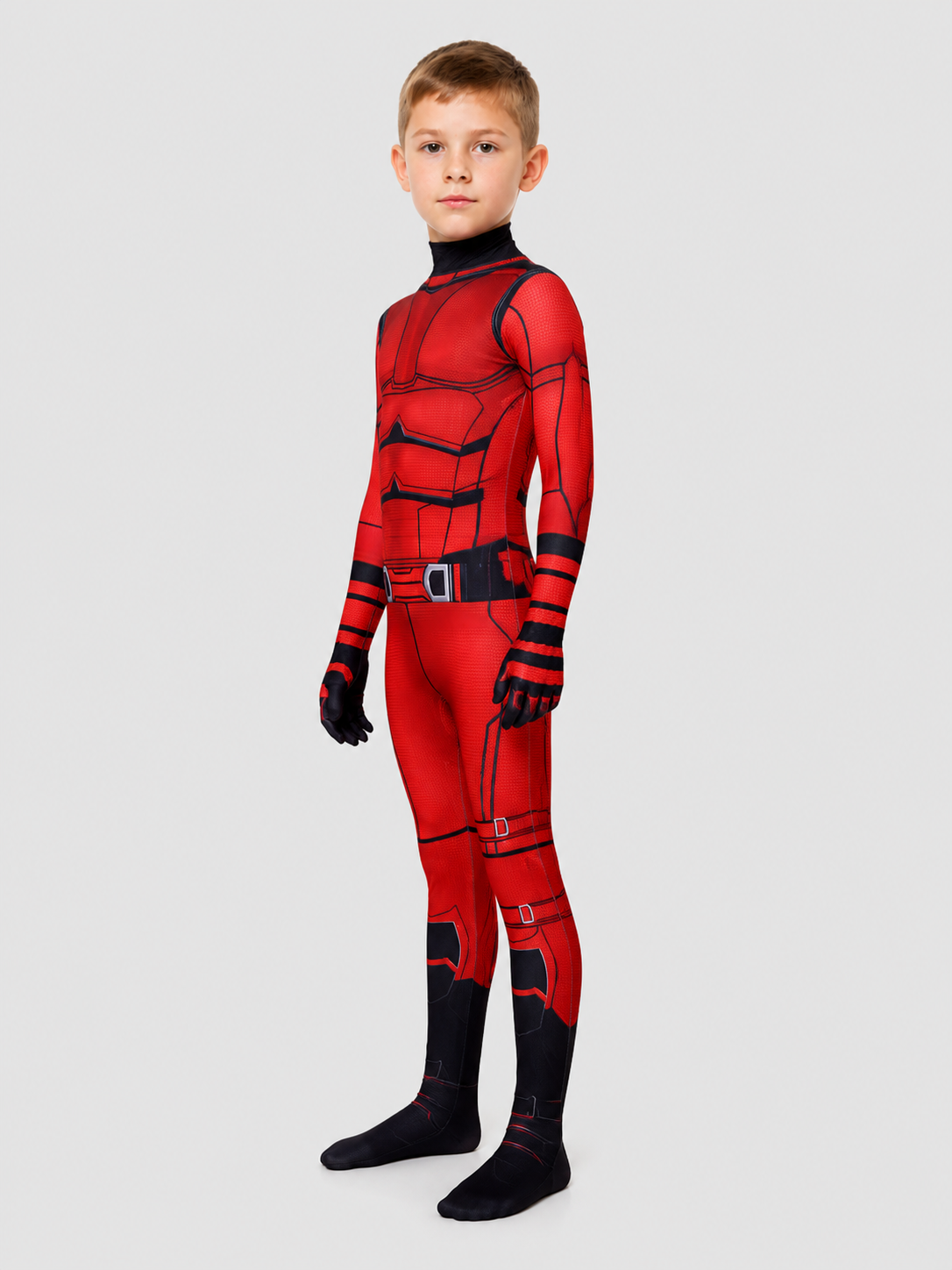 Daredevil Cosplay Costume: Red Jumpsuit with Mask side view