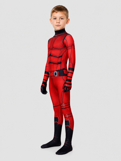 Daredevil Cosplay Costume: Red Jumpsuit with Mask side view