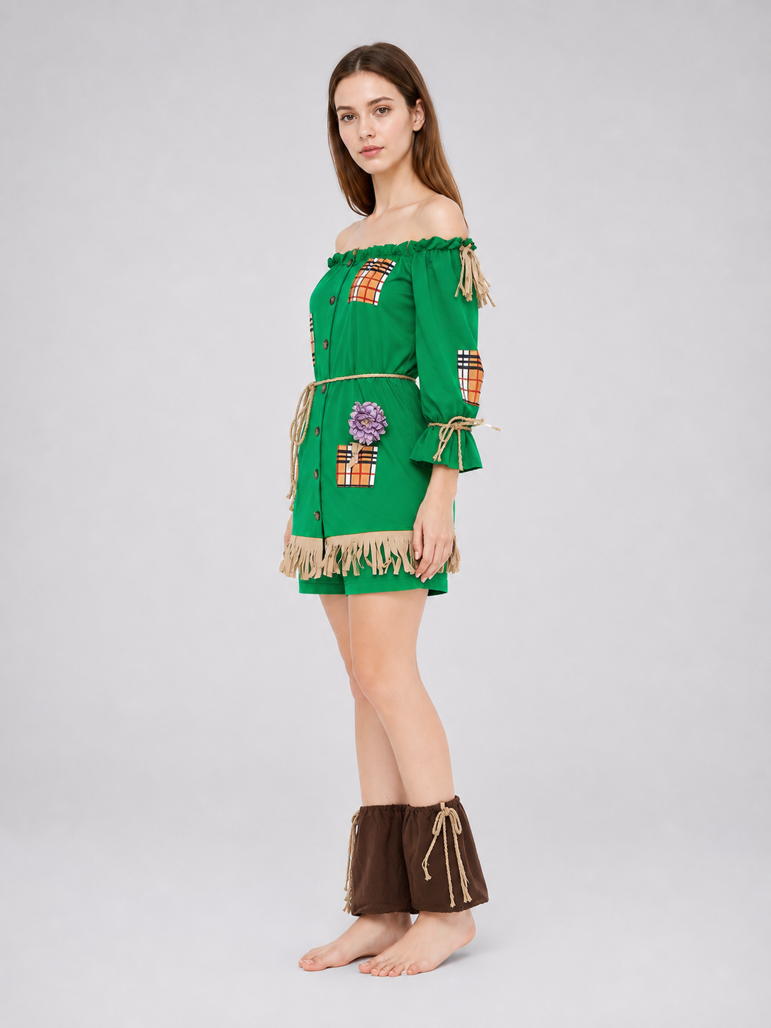 Scarecrow Cosplay Costume with Romper side view
