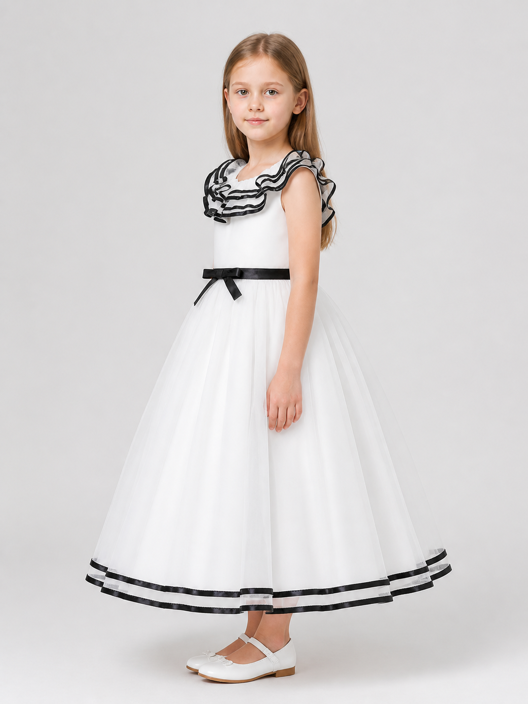 Princess Dress for Girls with a Full Skirt and Bow side view