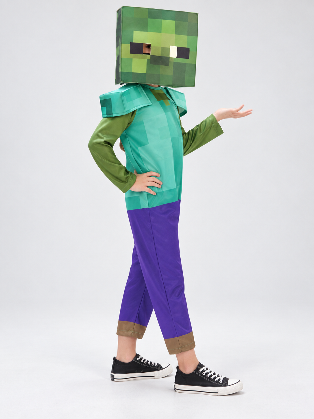 Pixel Carnival Costume Jumpsuit with Mask side view