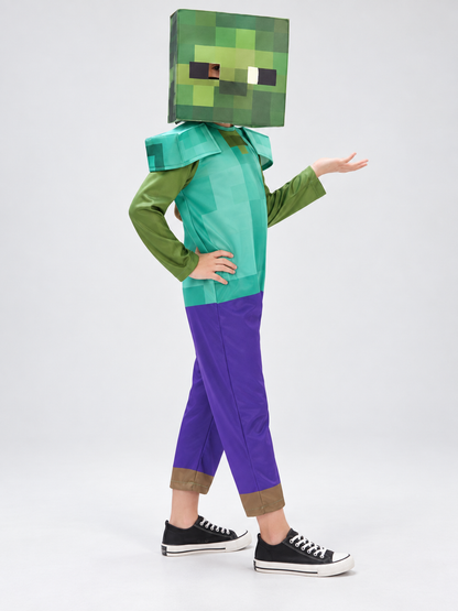 Pixel Carnival Costume Jumpsuit with Mask side view