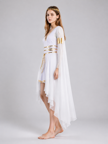 Carnival Dress with an Asymmetrical Hem and V-Shaped Neckline side view