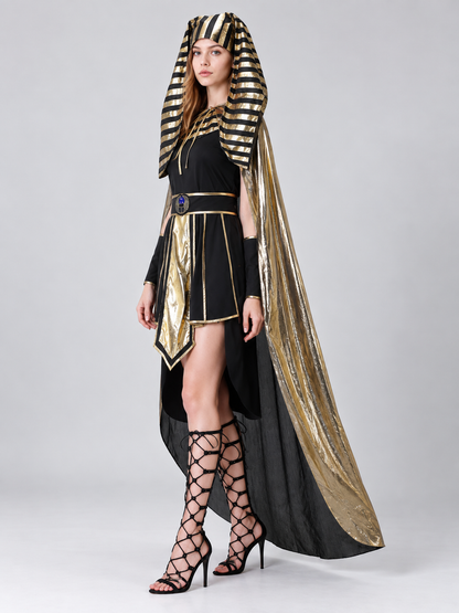 Egyptian Carnival Costume with Gold-Tone Trim side view