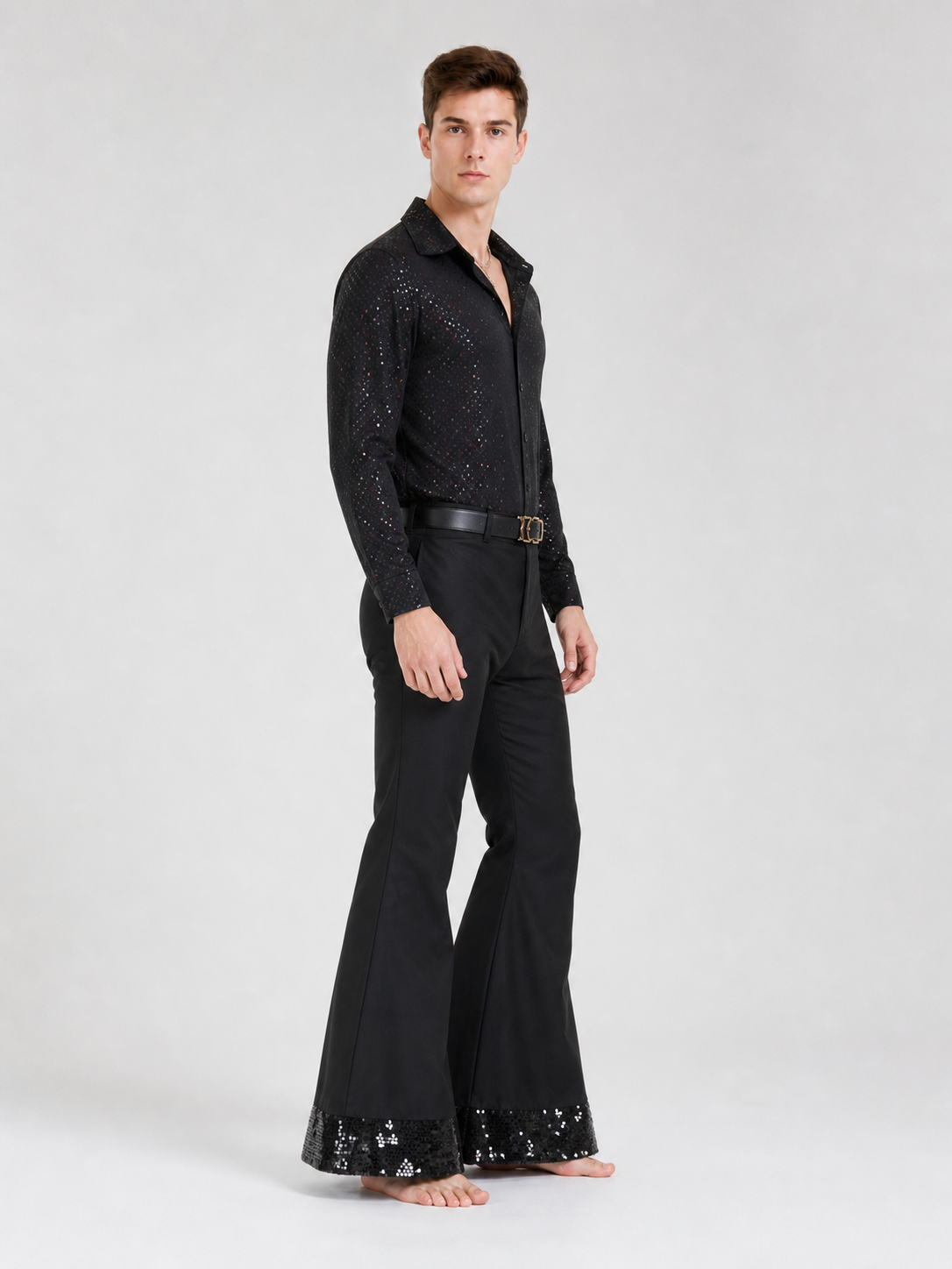 Retro disco costume: shirt and bell-bottom pants